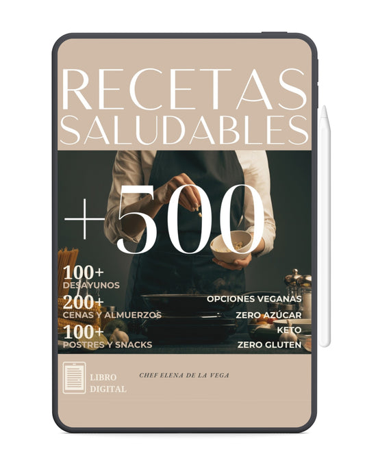 Recetario ZERO: +500 RECETAS DIGITALES Zero Azúcar, Zero Gluten, Zero Culpa + Bonos de Regalo