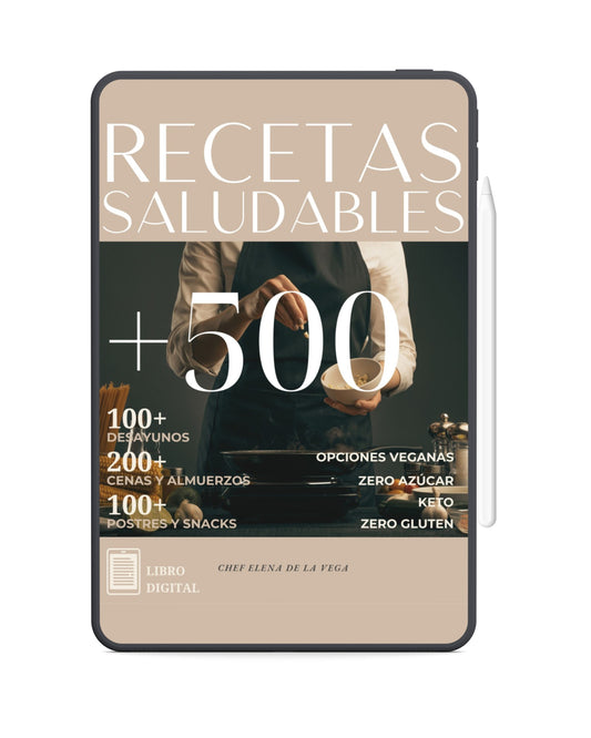 Recetario ZERO: +500 RECETAS DIGITALES Zero Azúcar, Zero Gluten, Zero Culpa + Bonos de Regalo